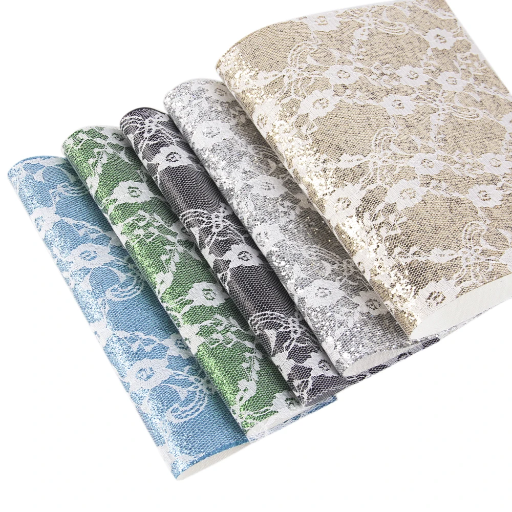 

David accessories 20*34cm lace flower Faux Leather Artificial Synthetic Leather DIY Sewing Fabric For Bags knot-bow,1Yc3441