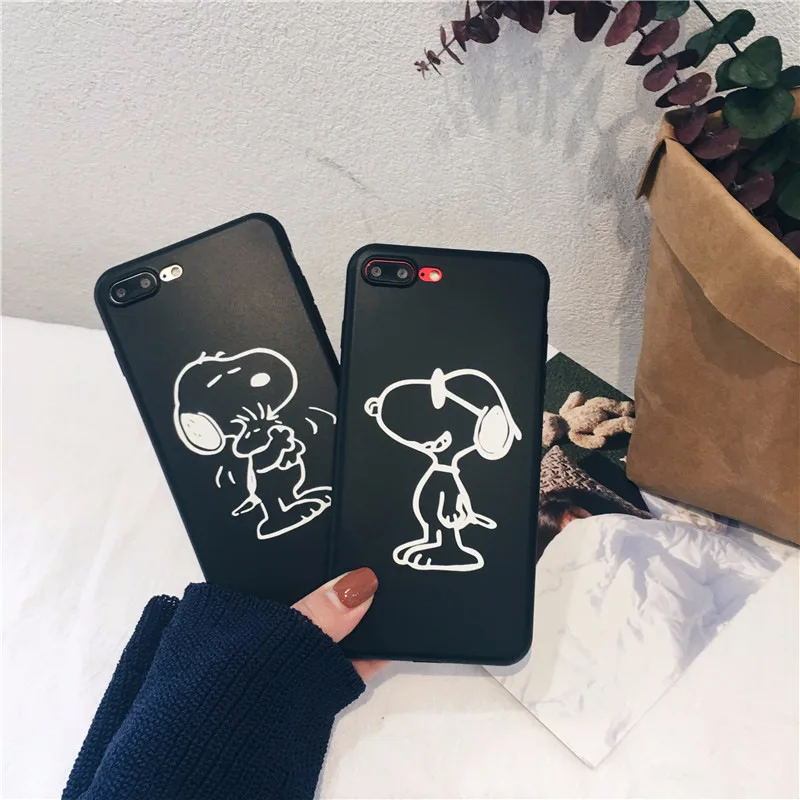 

Cartoon snoopys dog Phone Case For coque iPhone 7 7 Puls 6S 7 8 Plus Couple case silicon for iphone cover X Xs Max XR Back Cover