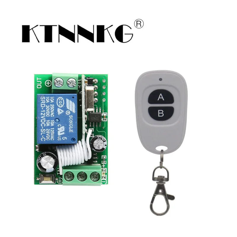 

KTNNKG DC12V 10A 1CH Relay Module Wireless Remote Control Switch DIY Receiver for Electronic Curtain Electric Door Lighting