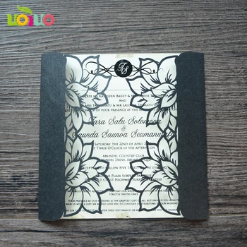 

50pc Laser Cut Window Wedding Invitation Card Light Blue Flowers Invitation Cards For Engagement