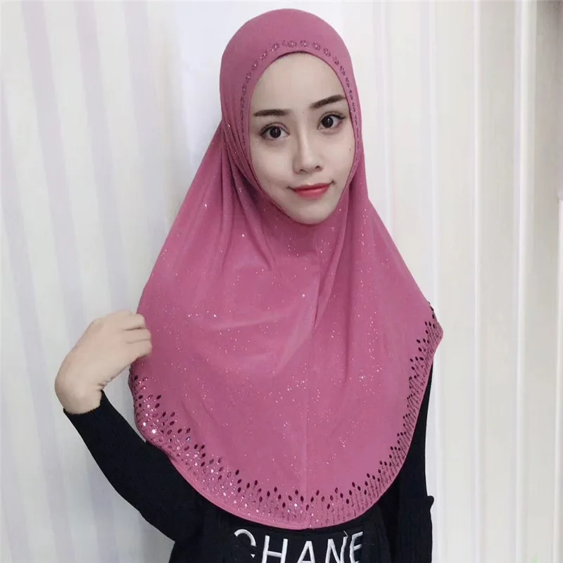 Morocco роскошный мусульманский хиджаб тюрбан с бриллиантами женский черный подхиджабник ниндзя Кепка мгновенный головной шарф полное