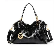 2015 New retro handbags crocodile fold sequined shoulder diagonal bag handbag patent leather handbag shoulder diagonal
