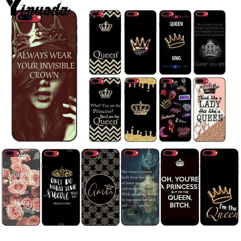 

Yinuoda Queen's crown Black TPU Soft Silicone Phone Cover for iPhone 6S 6plus 7 7plus 8 8Plus X Xs MAX 5 5S XR