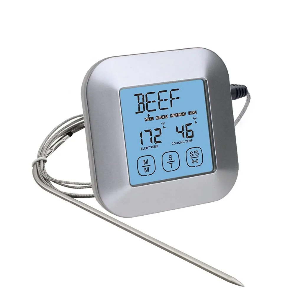 

Digital LCD Touch Screen Cooking Kitchen Thermometer Oven Thermometer BBQ Meat Thermometer For Grill With Timer