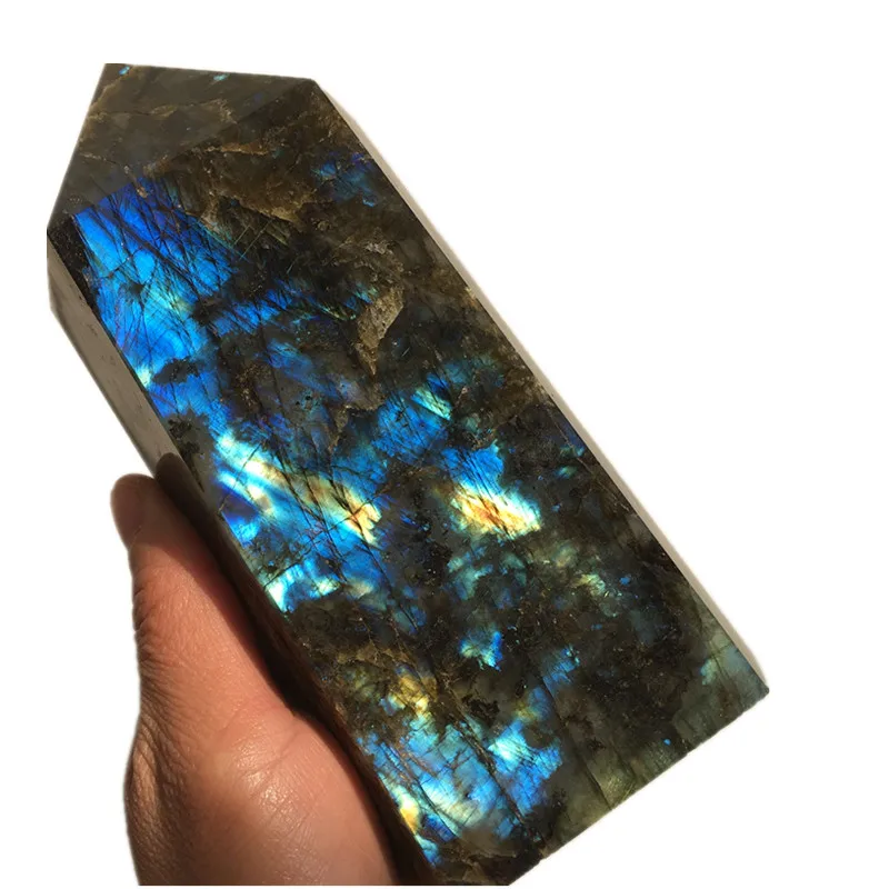 

1.5kg Big size Natural labradorite Quartz Obelisk Large Crystal Wand Point quartz crystal gemstone tower reiki healing