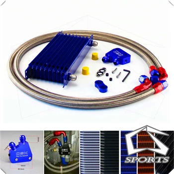 

Universal 10 Row Engine Oil Cooler Kit Blue + Sandwich Plate adapter For LS1 LS2 LS3