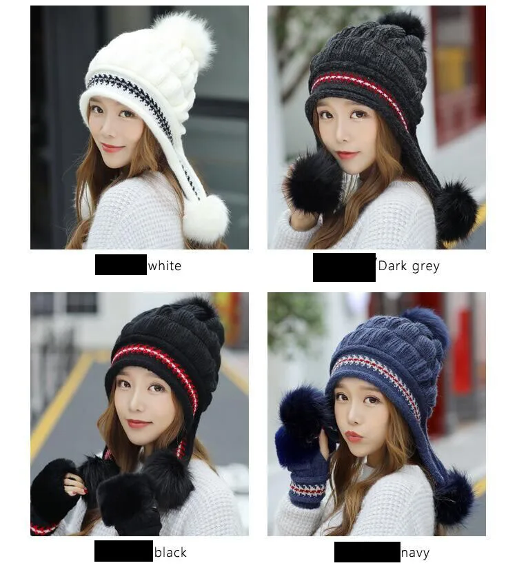 BING YUAN HAO XUAN, женская шапка, осенняя и зимняя, повседневная, универсальная, милая, вязанная шапка+ перчатки