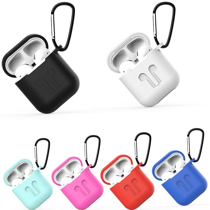 

CASPTM For Apple Airpods 2 in 1 Case Protective Cover with Carabiner Keychain Silicone Headphones Case Box Accessories