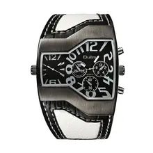 2016 de Lujo A Estrenar Oulm 1220 Hombres Correa de Cuero de Negocios Japonés Movimiento de Cuarzo Militar Dual time Reloj de Los Hombres Del Ejército Reloj de Pulsera