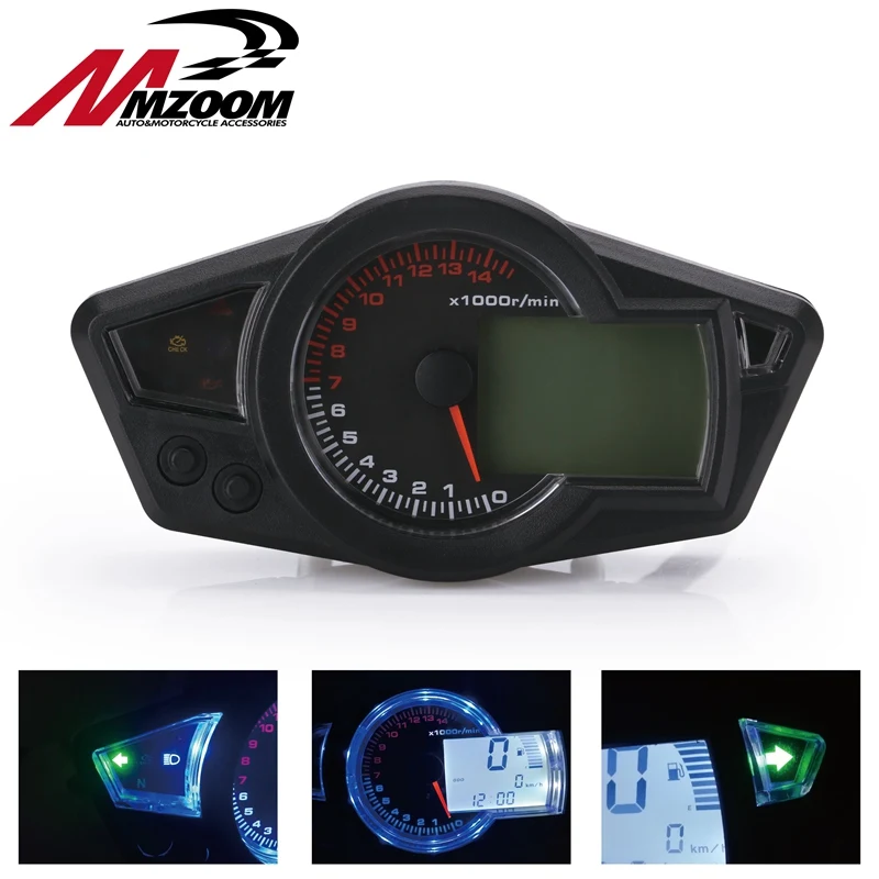 Free shipping Motorcycle LCD backlight Speedometer Digital Odometer Tachometer Fit for 2&4 Cylinders|digital odometer speedometer|digital
