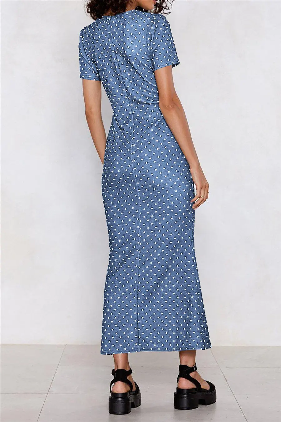 Gladiolus Sexy Bodycon Summer Dress Women 2019 Short Sleeve O Neck Polka Dot Women Maxi Dress Spring Ladies Sexy Club Dresses (17)