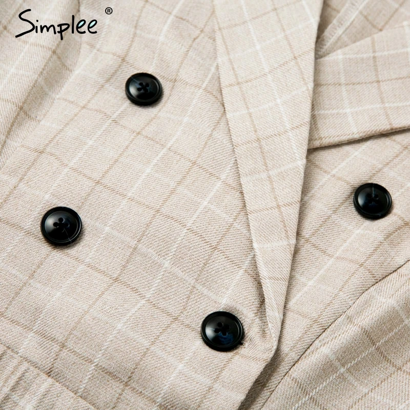Simplee Vintage pleated belt plaid dress women Elegant office ladies blazer dresses Long sleeve female autumn midi party dress Simplee Vintage pleated belt plaid dress women Elegant office ladies blazer dresses Long sleeve female autumn midi party dress