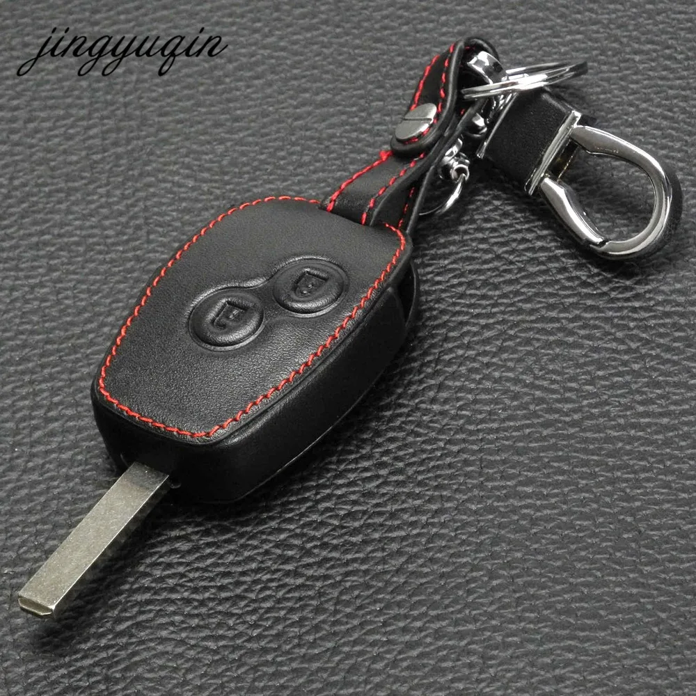 Кожаный чехол jingyuqin для Nissan Almera Renault Clio Dacia Logan Megane Espace Kangoo Duster Twingo 2BTN