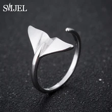 SMJEL – Bague queue de sirène en argent pour hommes, bijoux à la mode, anneaux de manchette, queue de baleine de mer, cadeaux romantiques, vente en gros