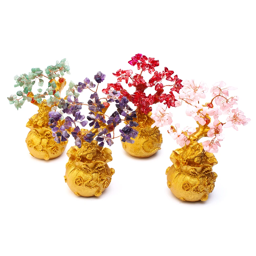

Mini Crystal Money Tree Feng Shui Traditional Bring Luck Wealth Home Decor Miniature Figurines Party Gift Crystal Money Tree
