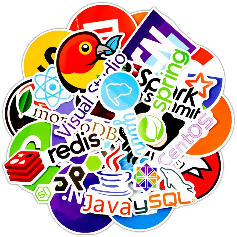 70 Pcs Java Internet JS Php Docker Bitcoin Html Cloud Programming Language APP Logo Funny Stickers For Laptop Car DIY Stickers