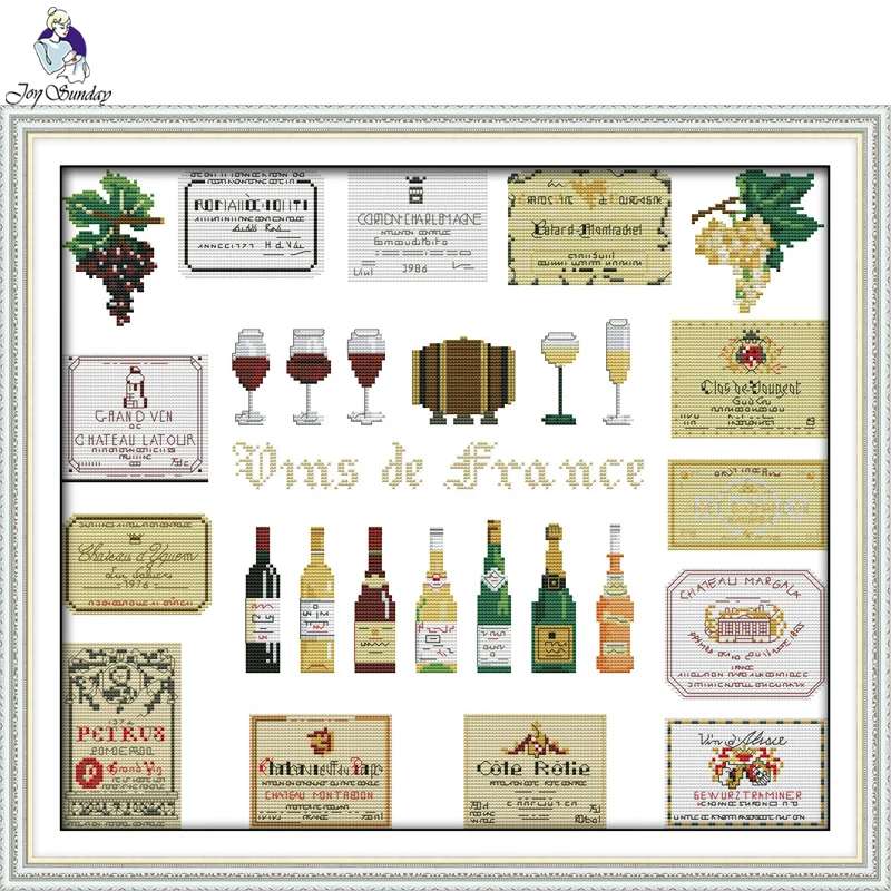 

Joy Sunday,Wines,cross stitch embroidery set,cross stitch pattern,embroidery patterns,Needlework counted cross-stitch patterns