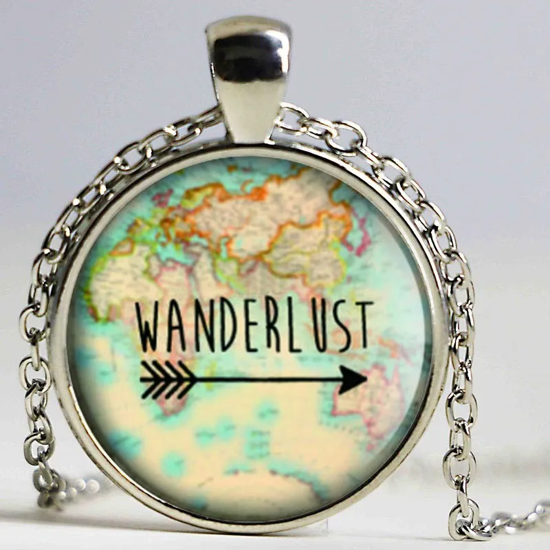 Wanderlust Mapa De Cosecha Collare Collare Cristal De La Foto Cabochon Collana