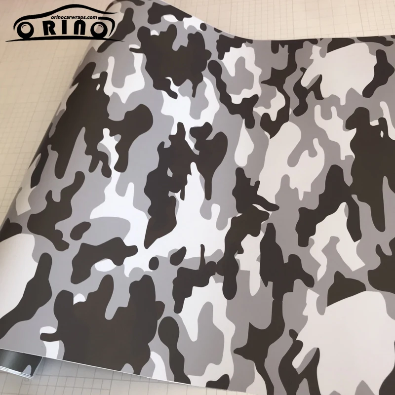 Military Black White Grey Camouflage Vinyl Film-4