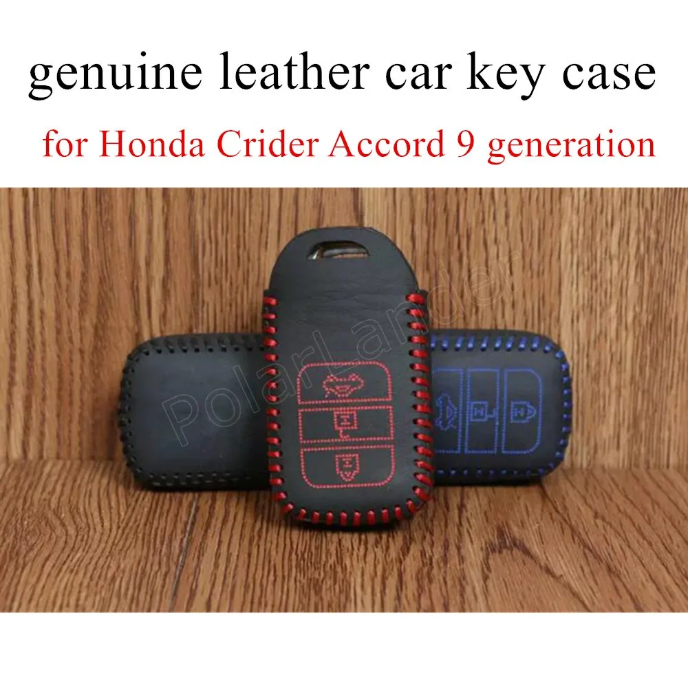 

Only Red new for Honda Crider Accord 9 generation Jade new Fit Crosstour Creiz Civic City Leather Car Key Cover case Hand Sewing
