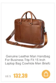 Винтаж из натуральной кожи Для мужчин Портфели подходит для 14-дюймовый ноутбук Для Мужчин's Бизнес Сумка Cross-Body на ремне сумки PR087091