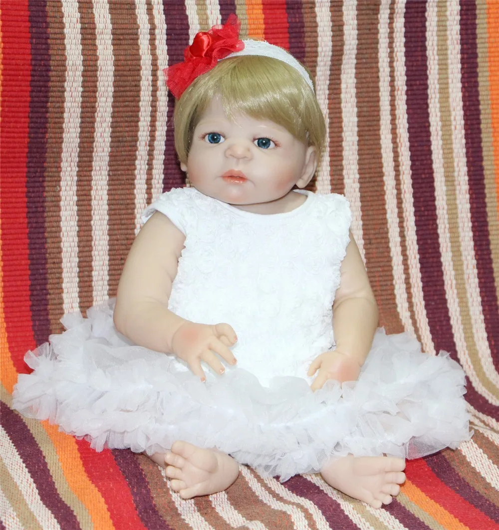 22 Full Silicone Reborn Dolls For Children Gift Blond Hair Blue
