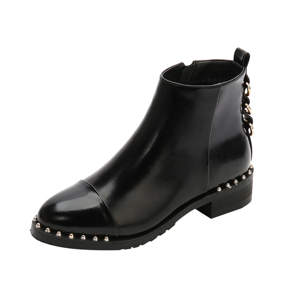 Женская обувь на плоской подошве с заклепками Zapatos Mujer Martain Bota Feminina Salto кожаные