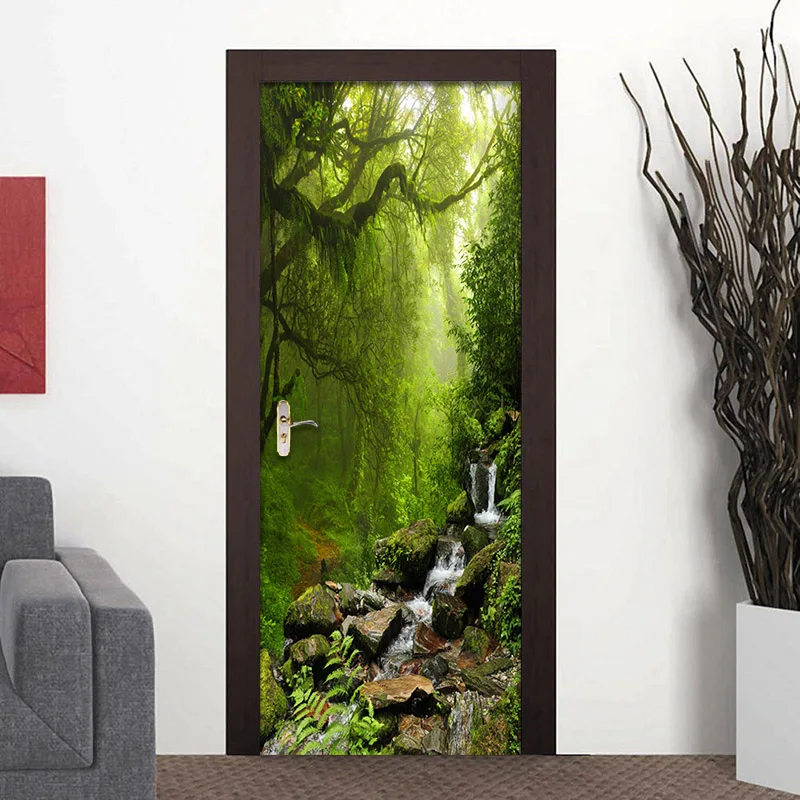 best sticker vinyl paper Paper Door Landscape 3D Creative Mural Nature Wall