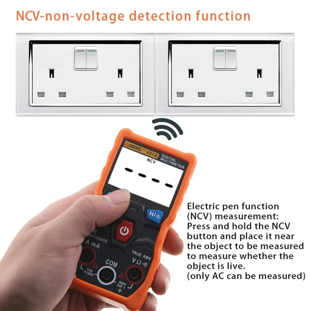 ANENG V01A Telt цифровой мультиметр тест er True-RMS intelligente NCV AC/DC Spanning Stroom Ом инструмент для тестирования цифровой дисплей