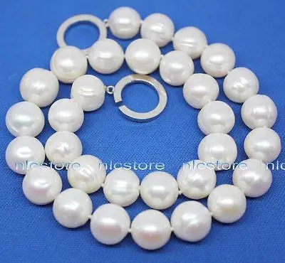 

Free shipping@@@@@ beauty 11-12mm natural big white growth pearl stone beads necklace 17" AALD1193