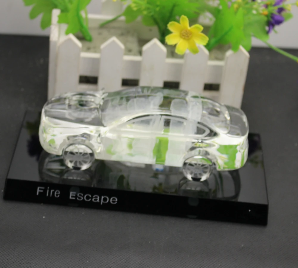 

Free Shipping clearly 3D Crystal car model with base toghther for wedding souvenir office decoration gift