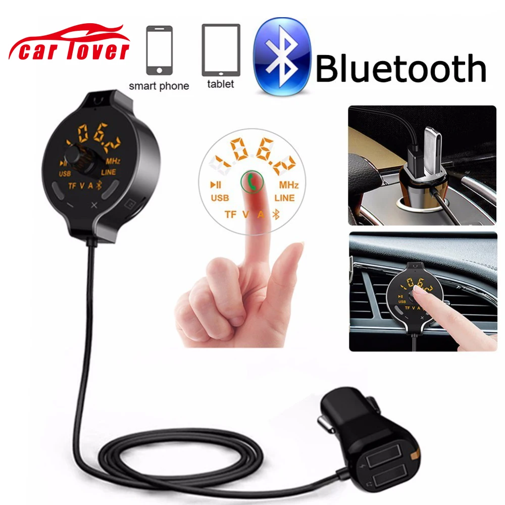 FM Transmitter Bluetooth Car Kit Handsfree Audio MP3 Player With LCD Display AUX Output Dual USB Car Charger Support TF Card