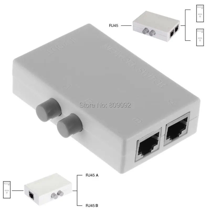 Двухпортовый мини разветвитель AB с ручным управлением сетевой коммутатор Ethernet