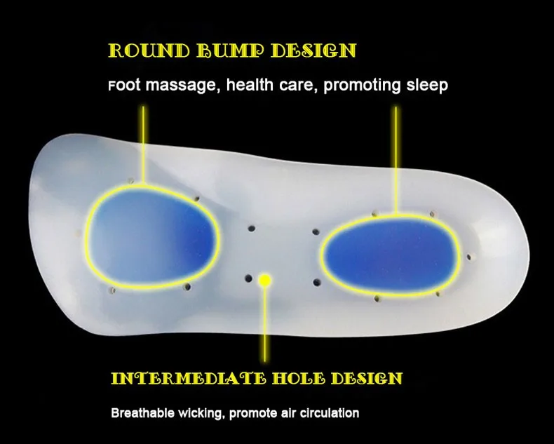 3 4 Length Medical Grade Silicone Insoles Foot Heel Spurs Achilles Tendon Relief Feet Care Shoe Pads plantar fasciitis templates (13)