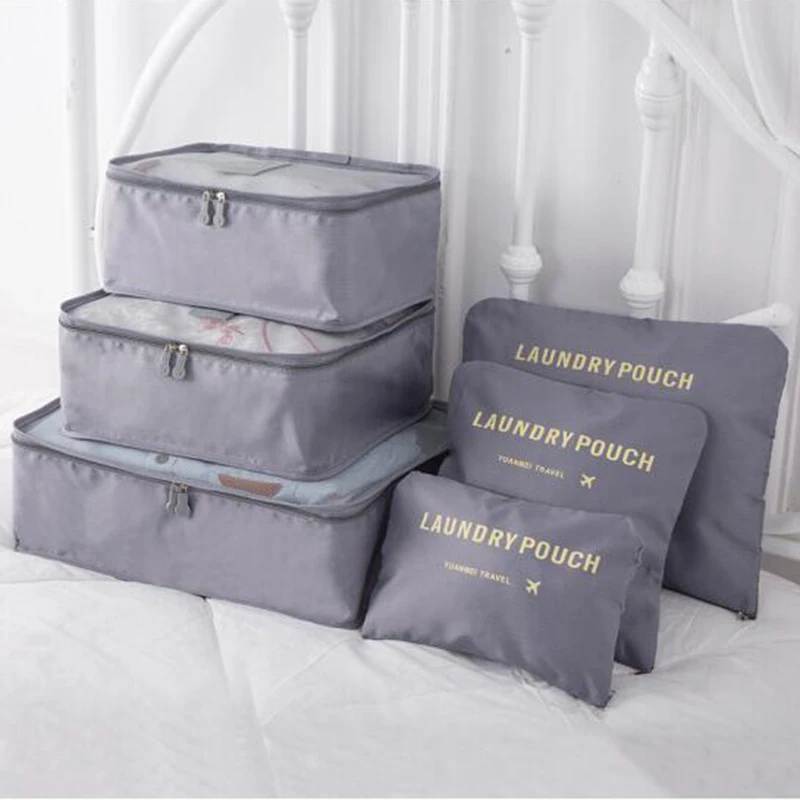 

Multi-function Travel Bag 6 Piece Suit Waterproof Clothing Underwear Cosmetic Finishing Bag Large Capacity Unisex Travel Luggage