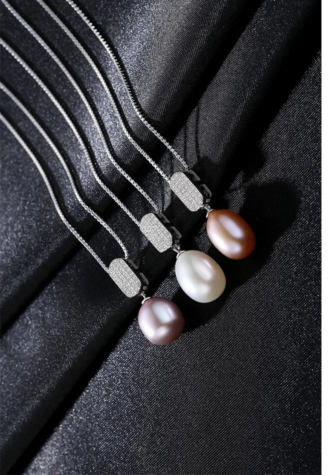 

S925 sterling silver natural freshwater pearl necklace pendant fashion clavicle pearl item female CSG05