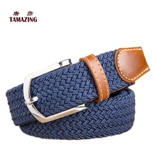 Knitted canvas belt decoration belt female pin buckle canvas strap women’s elastic belt 105CM