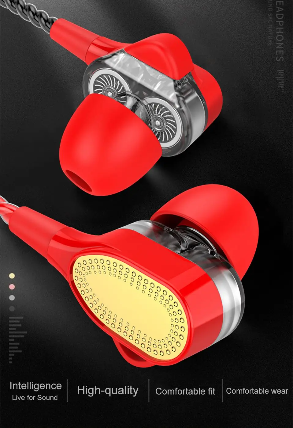 High Quality Ear Phones In Ear Headphones 3.5mm Wired Earphones Stereo Earbuds with Mic for Xiaomi iPhone PC Bass Sound Headset  (1)