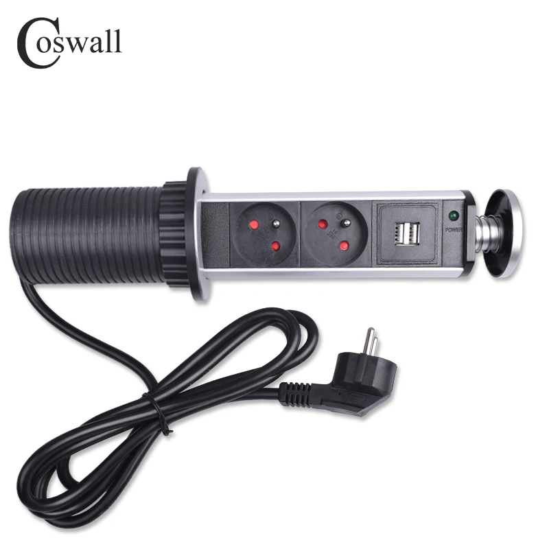 COSWALL 16A PULL POP UP 2 французская розетка usb порт для зарядки кухонные настольные