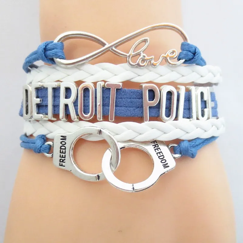 

fashion Fashion love detroit police bracelets charm police bangle souvenir hot sale heart bracelets