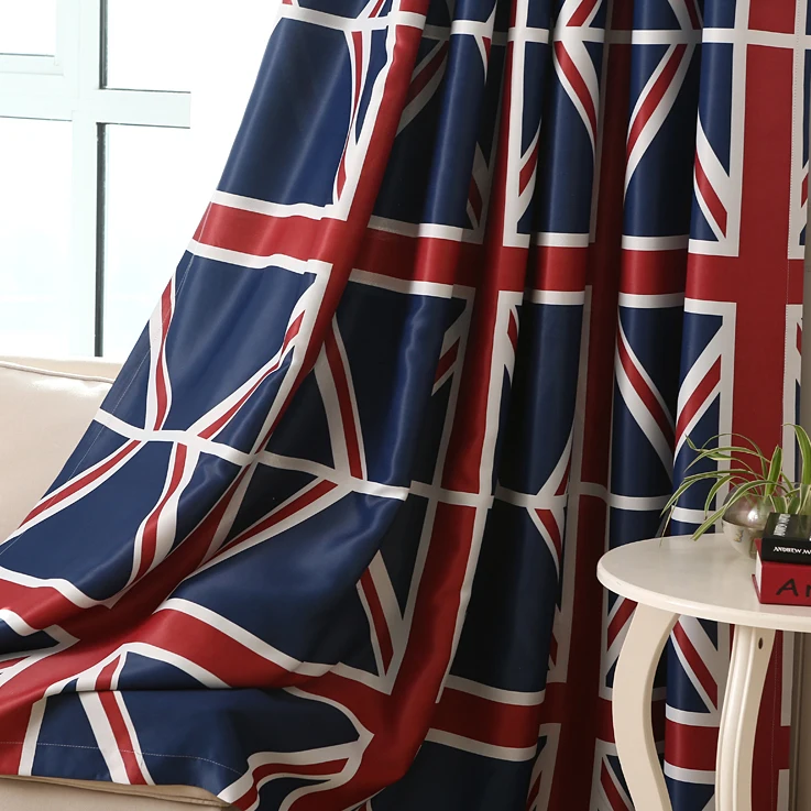 Плотные Шторы Дети синий красный Великобритании Royal флаг страны дизайн оконные дапировки шторы Спальня украшения AA6