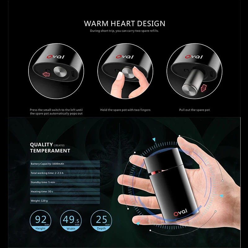 Kingtons oval vaporizer electronic cigarette for dry herb wax All-in-one kit (4)