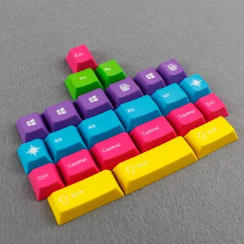 

ENJOYPBT CMYW 24 keycaps blank top printed cherry profile Impregnation carving sculpture 24 keys for mechanical gaming keyboard