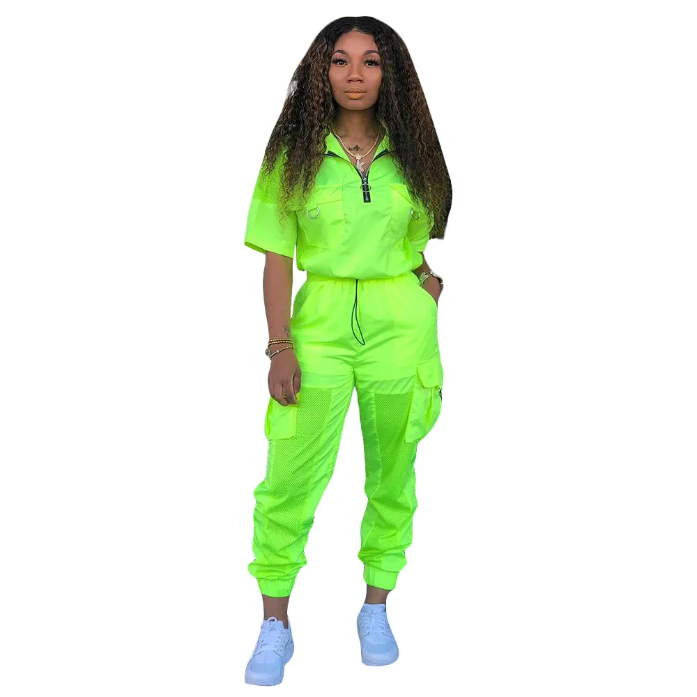 

2019 new women tracksuit up short sleeve long pants suit two piece fashion sporty outfit set 3 color