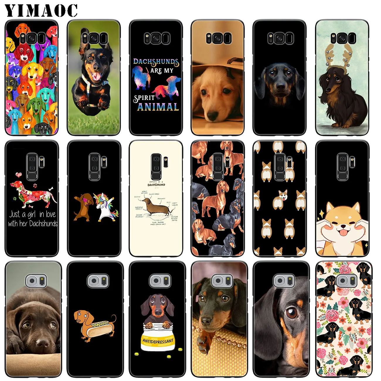 

YIMAOC Dachshund Dog pug Soft Silicone Phone Case for Samsung Galaxy S10 Plus S9 S8 Plus S6 S7 Edge S10e E TPU Black Cover