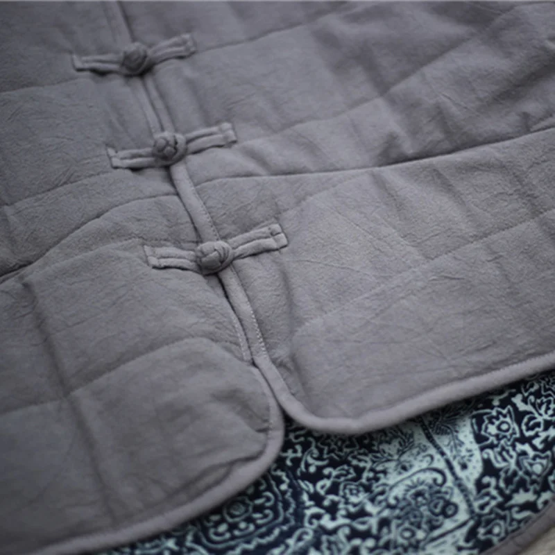 Johnature Cotton Linen Women Solid Color Parkas Coats New Vintage 2018 Winter Loose Blue And White Porcelain Splice Cotton Coats