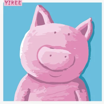 

coloring by numbers for adults,Pink piglet,painting by numbers for home decoration