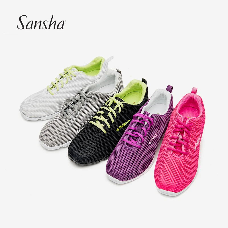 Sansha/танцевальные кроссовки из сетчатого материала с верхом из искусственной кожи; разноцветная обувь для джазовых танцев на квадратном каблуке; современные танцевальные джазовые туфли; M170M