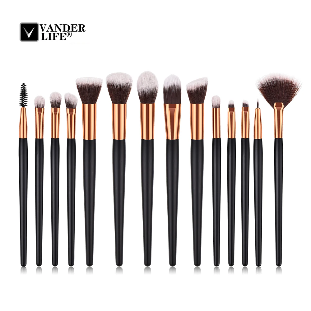 14 PIECE Black Makeup Brushes Set Face Foundation Powder Blush Contour Eye Shadow Lipstick Cosmetic Beauty Make-up Brush Kit (1)