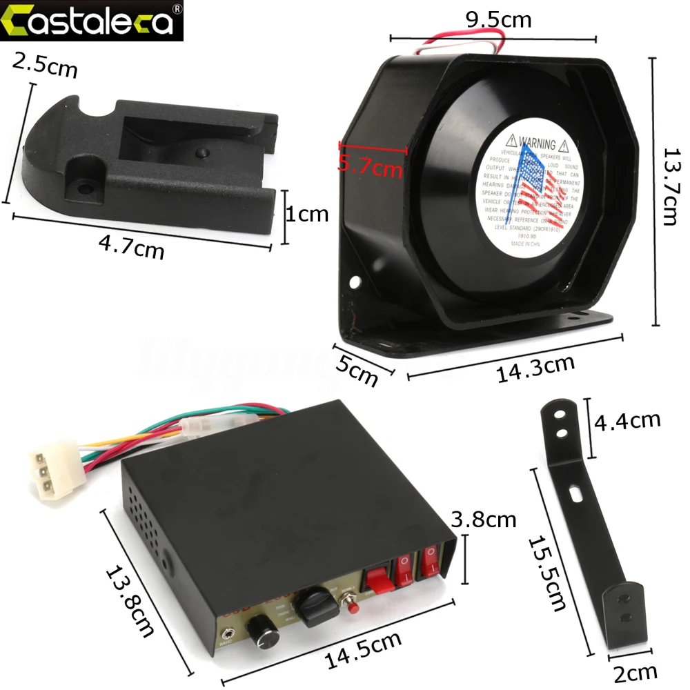 Best Price 1qxlm LARATH Sirena di Allarme Auto amplificatore 200 w 8 Sound Speaker Police Fire Sirena Corno Con PA MICROFONO Modulo di Sistema Anti  furto del dispositivo nero